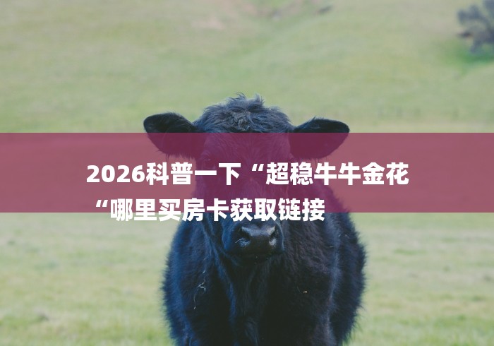 2026科普一下“超稳牛牛金花
“哪里买房卡获取链接